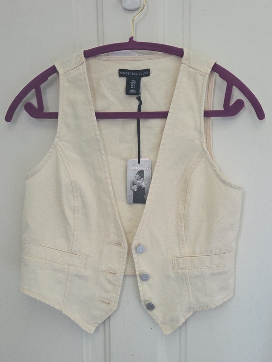 Sincerly Jules Jackets & Blazers - Sincerely Jules Cream Denim Vest